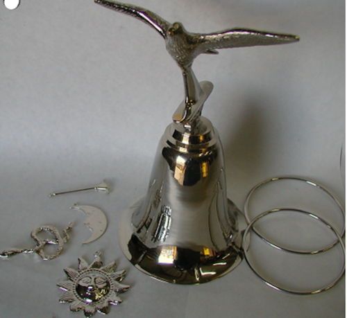 Set of 6 Silver Bells 1 inch